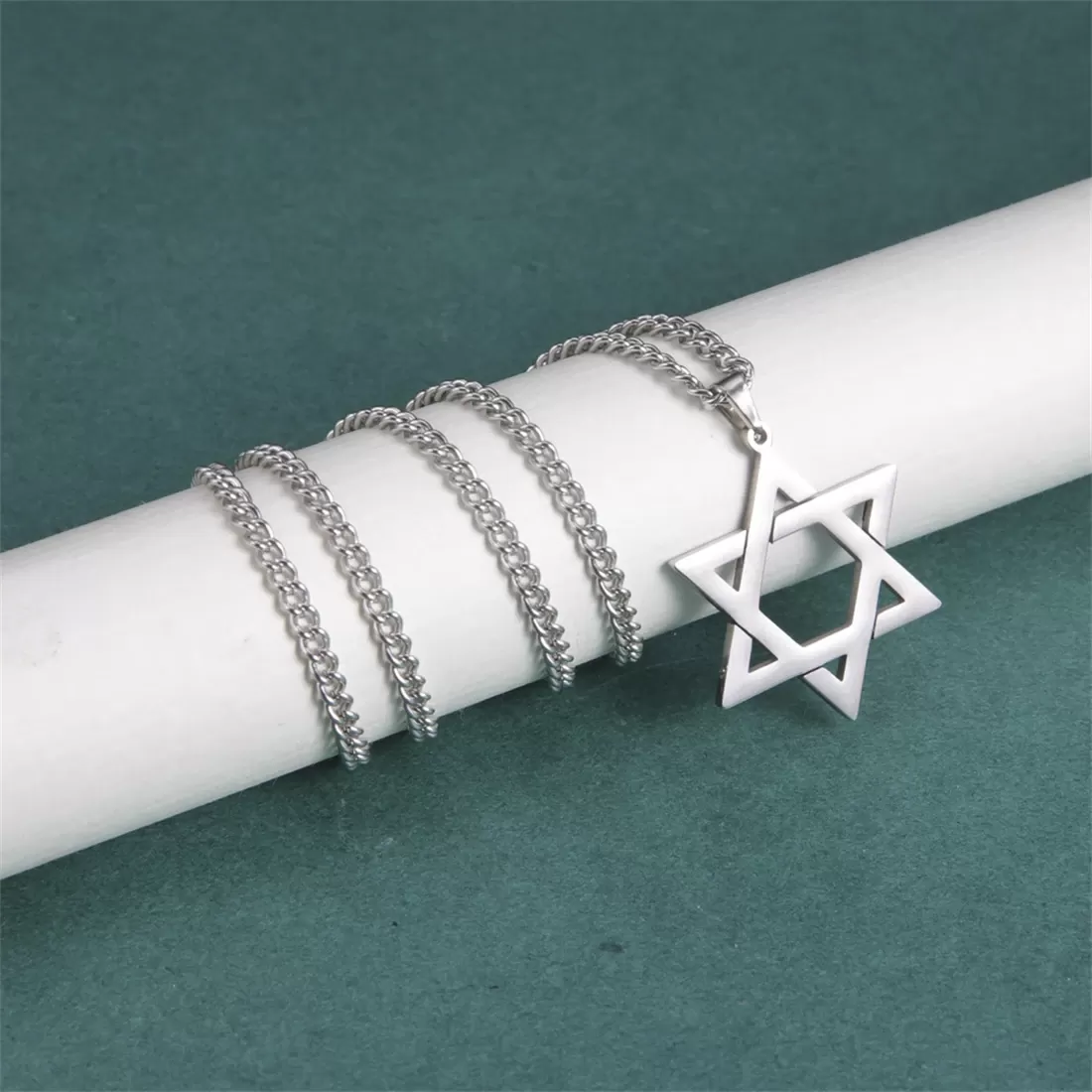 תליון מגן דוד מפלדת אל חלד - קלאסי ואלגנטי - תמונה 3