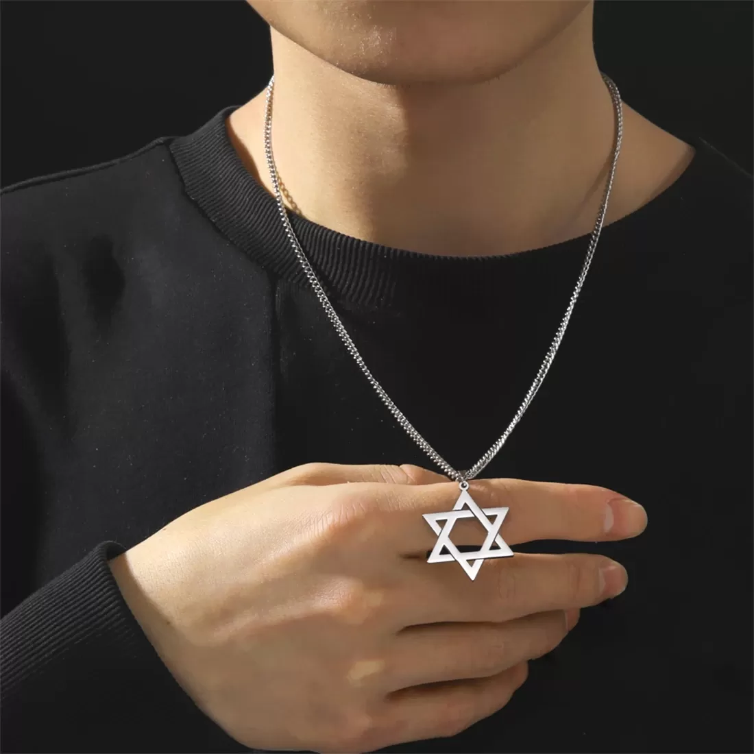 תליון מגן דוד מפלדת אל חלד - קלאסי ואלגנטי - תמונה 4