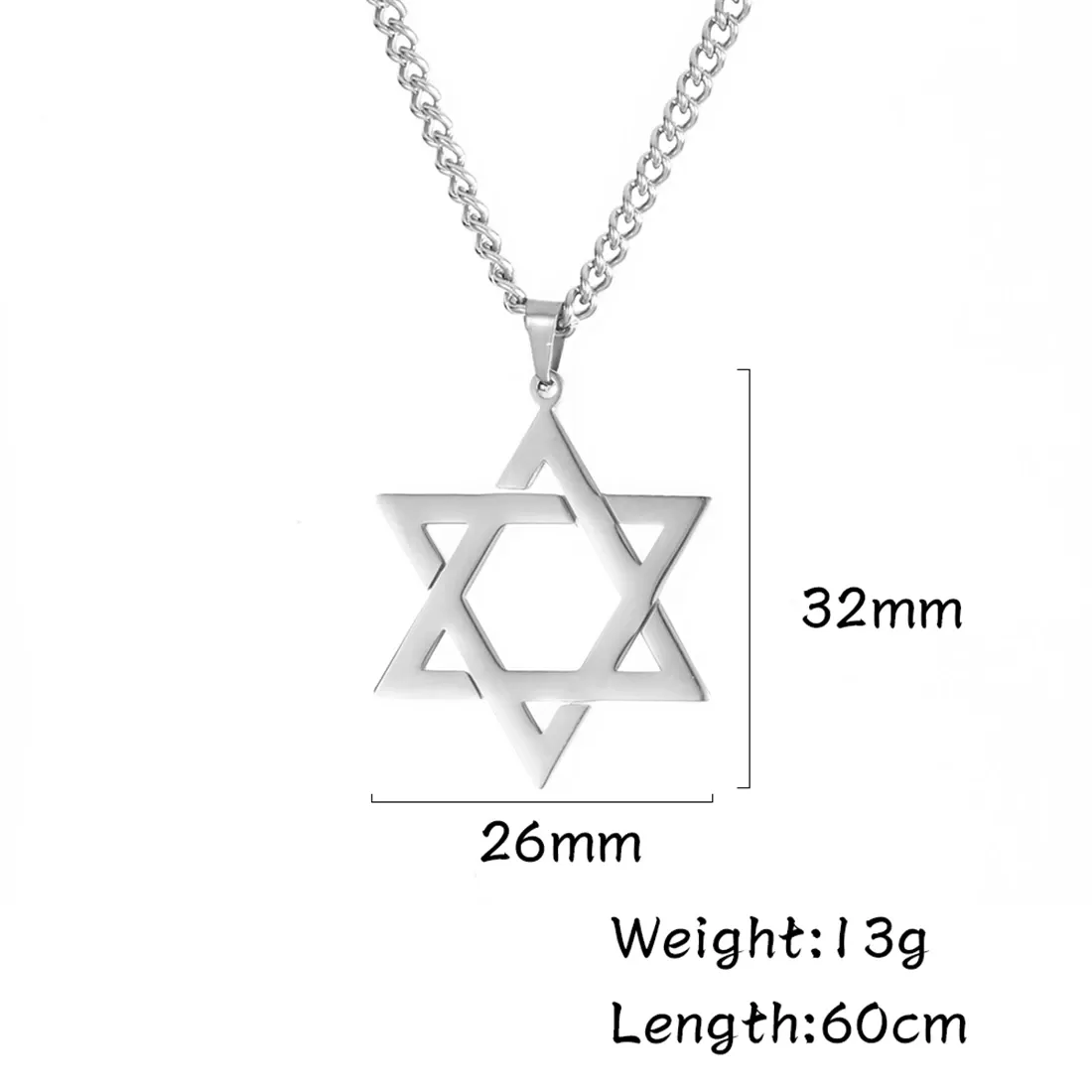 תליון מגן דוד מפלדת אל חלד - קלאסי ואלגנטי - תמונה 6