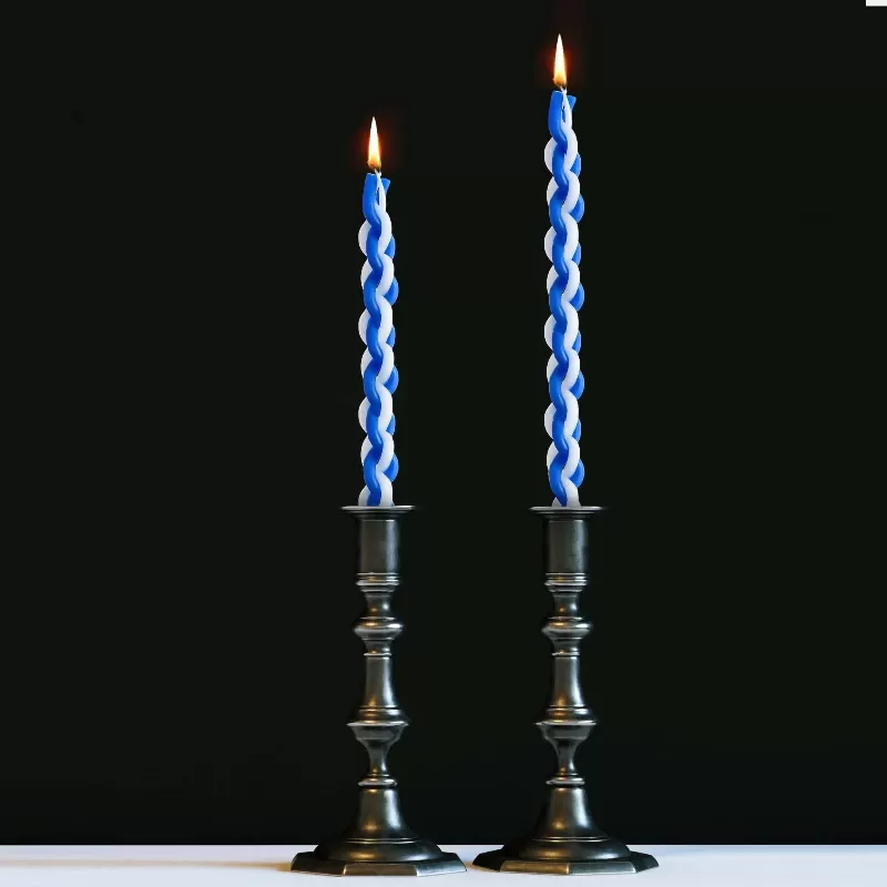 נרות הבדלה כחולים ולבנים - 2 יחידות - תמונה 4