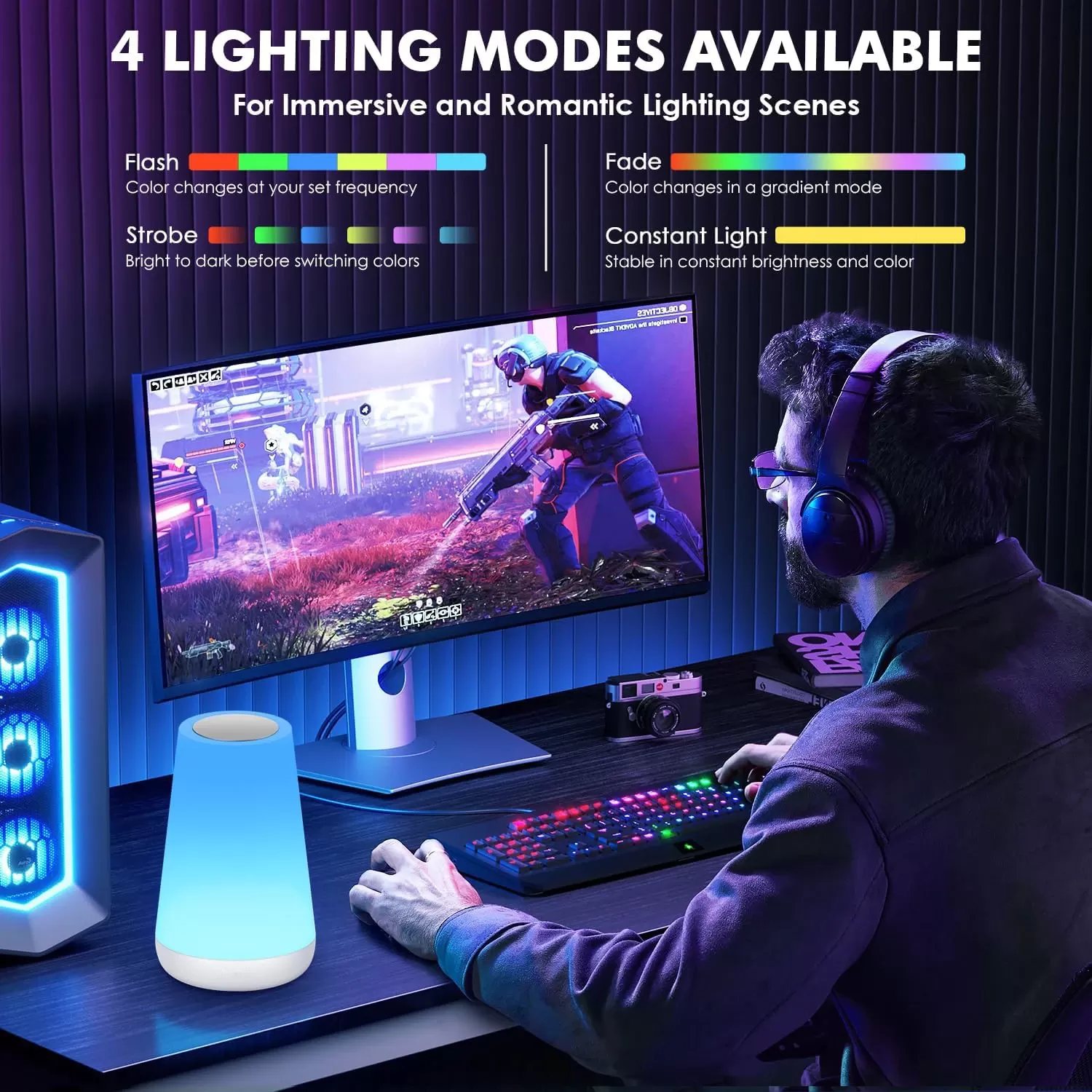 מנורת לילה RGB עם שלט - 13 צבעים - תמונה 6