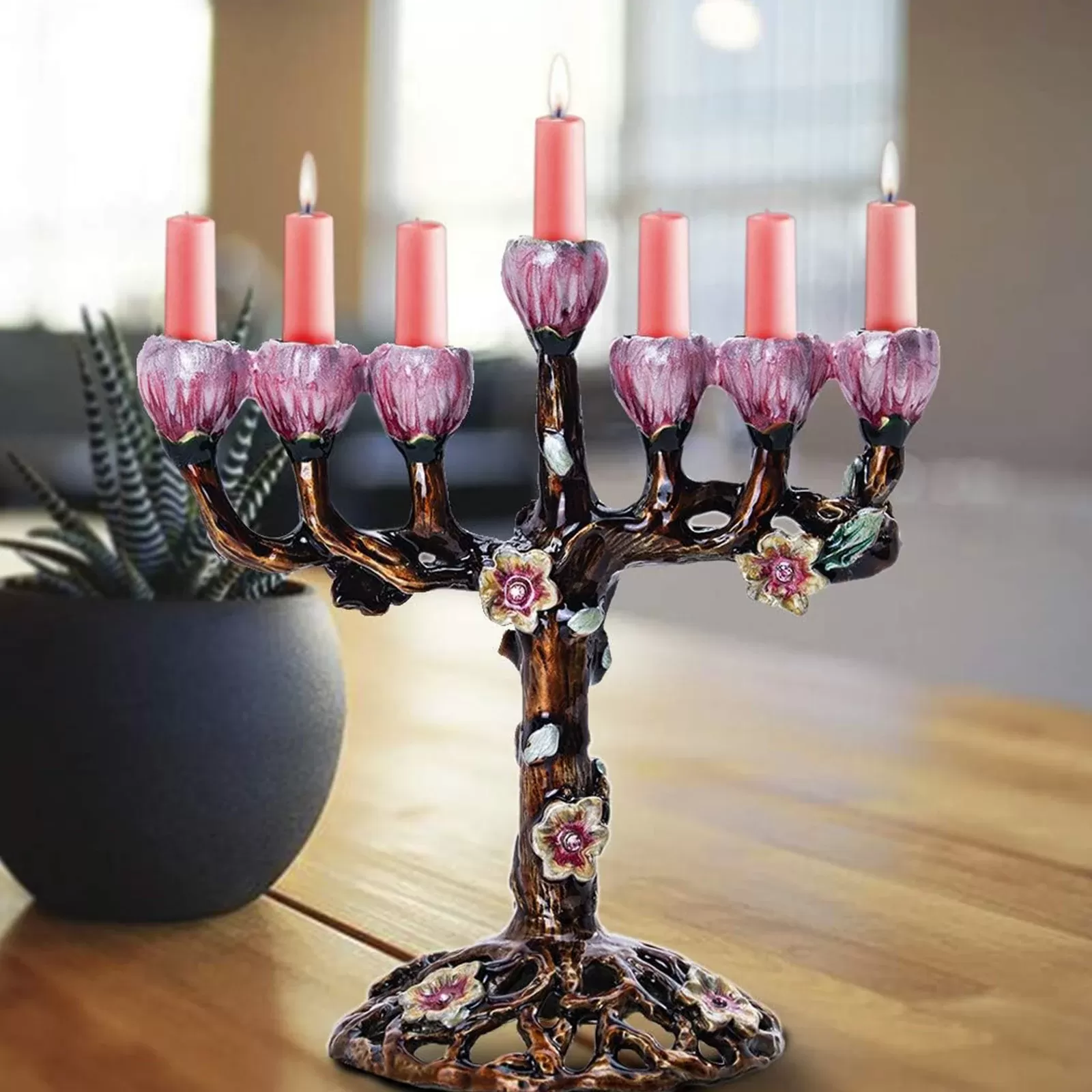 מעמד נרות 7 ענפים לחנוכה ולחגיגות - תמונה 4