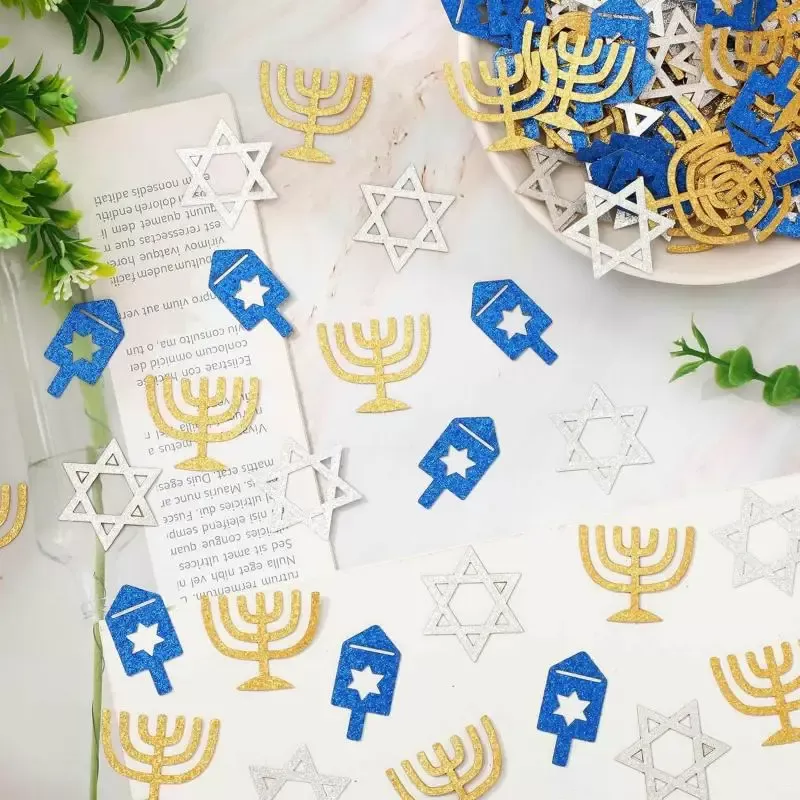 קונפטי בצורת כוכב - קישוטים לחג החנוכה