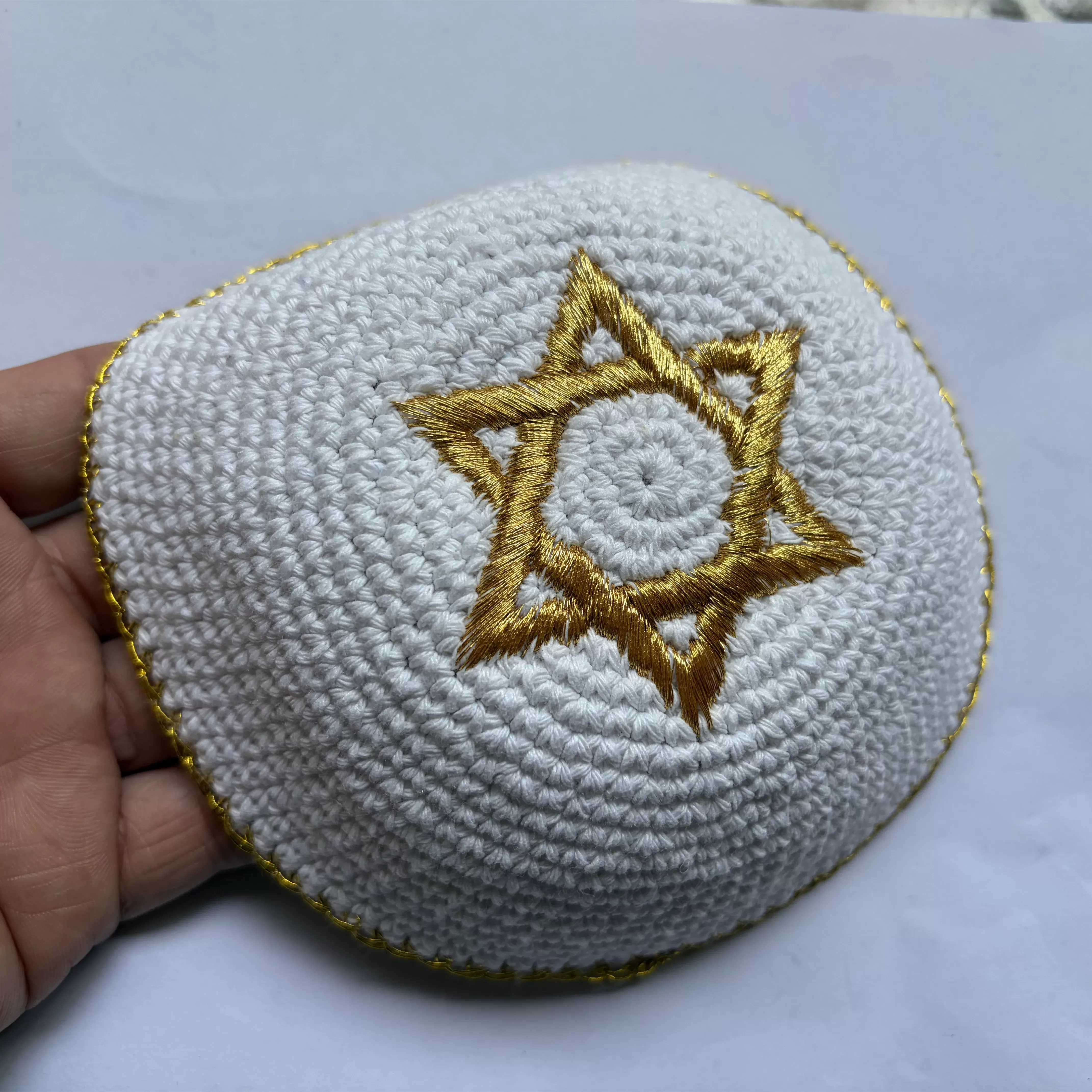 כיפה בעבודת יד - מגן דוד לחג החנוכה - תמונה 4