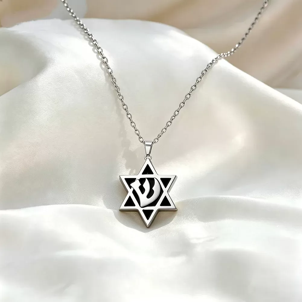 שרשרת תליון מגן דוד עם סמל שין - תמונה 4