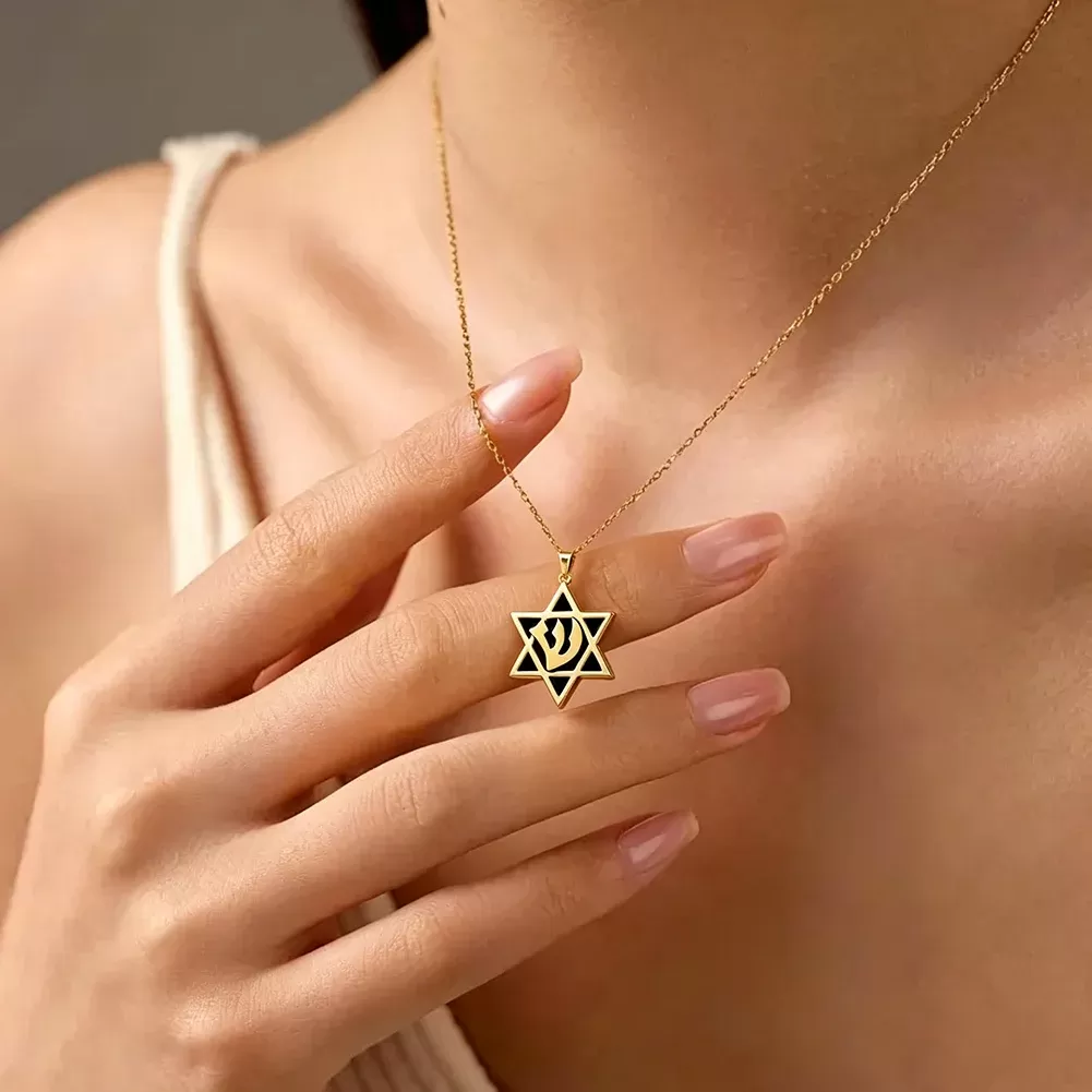 שרשרת תליון מגן דוד עם סמל שין - תמונה 5