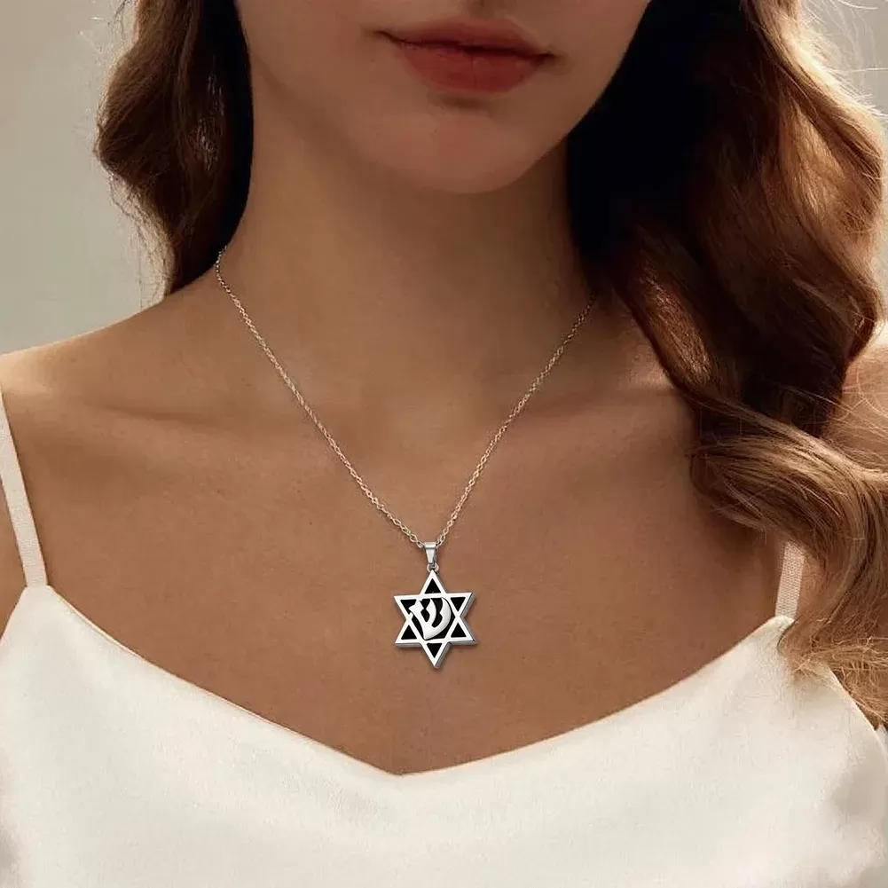 שרשרת תליון מגן דוד עם סמל שין - תמונה 6