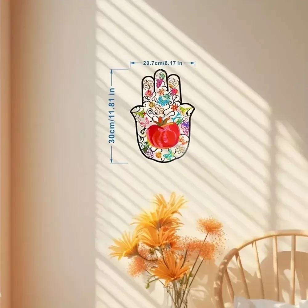 קישוט קיר חמסה מתכת עם רימונים - תמונה 4