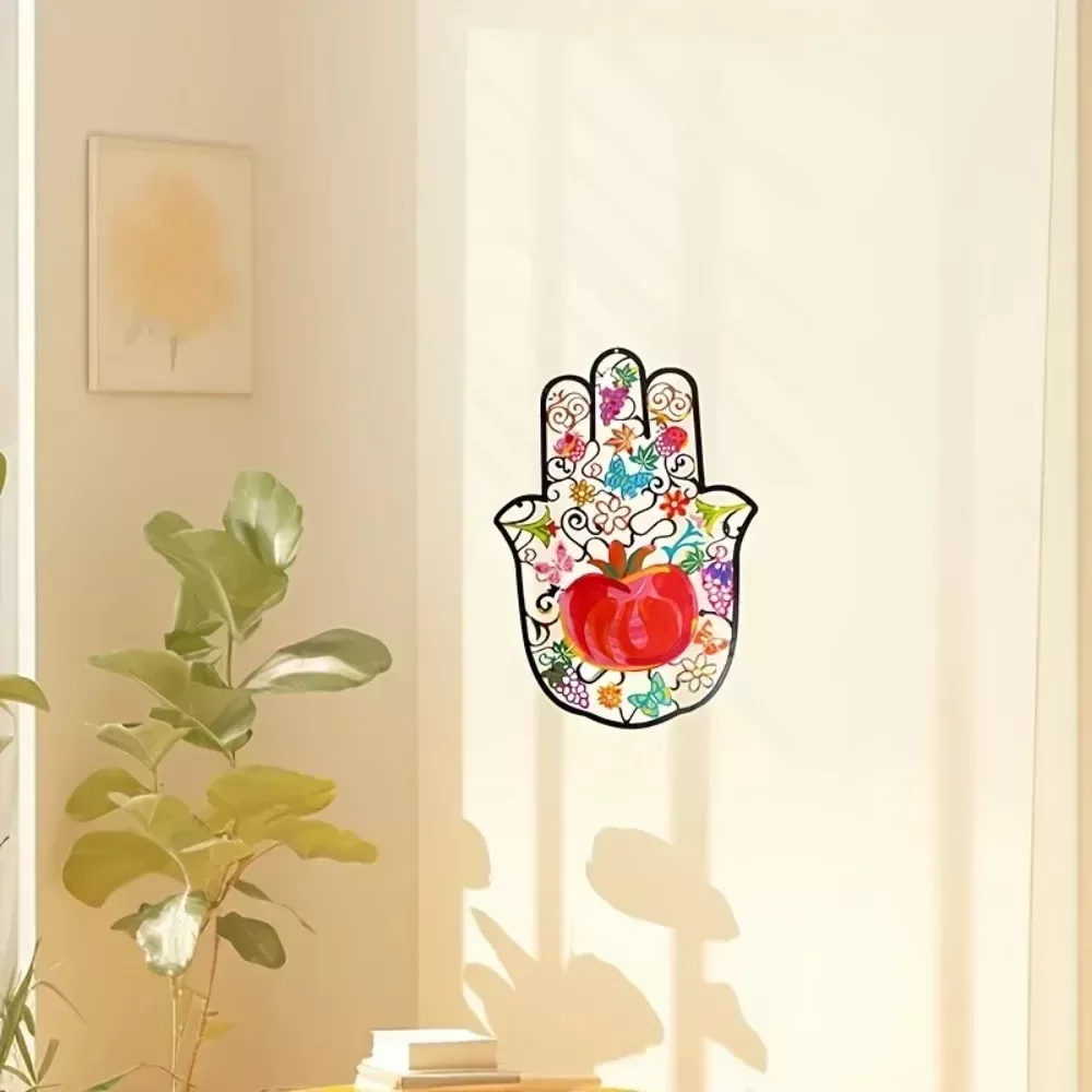 קישוט קיר חמסה מתכת עם רימונים - תמונה 5